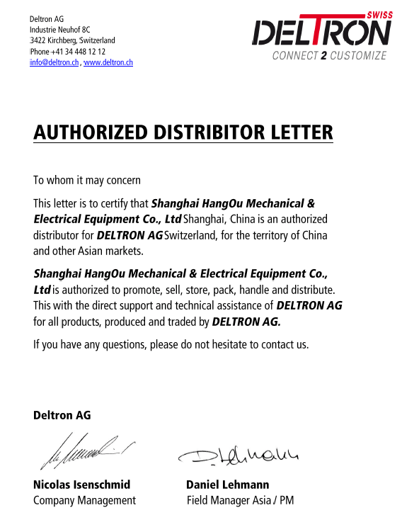 Autiorized Distribitor Letter